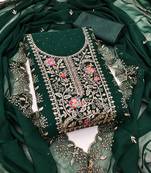 Women's green embroidery georgette dress material