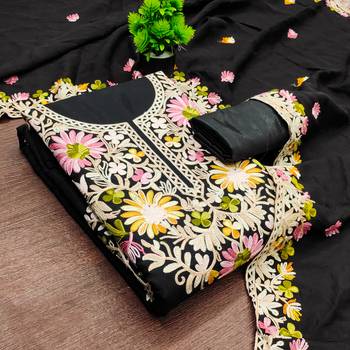  black embroidery silk dress material 3