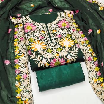  green embroidery silk dress material 1