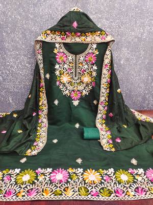  green embroidery silk dress material 2