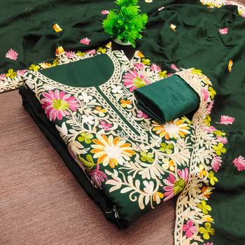  green embroidery silk dress material 3