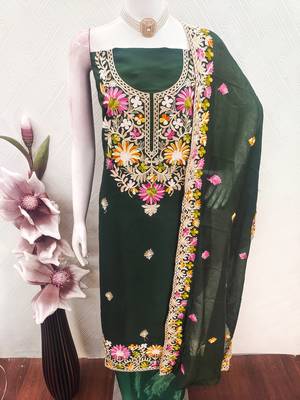  green embroidery silk dress material 4