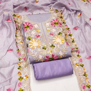  levender embroidery silk dress material 1