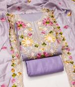 Women's levender embroidery silk dress material