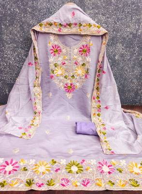  levender embroidery silk dress material 2