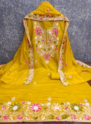  light green embroidery silk dress material 2