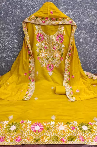  light green embroidery silk dress material
