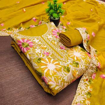  light green embroidery silk dress material 3