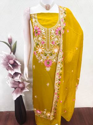  light green embroidery silk dress material 4