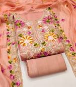 Women's peach embroidery silk dress material