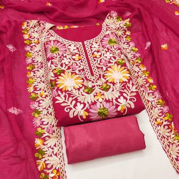  pink embroidery silk dress material 1