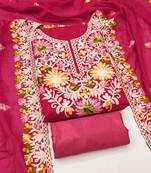 Women's pink embroidery silk dress material