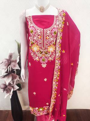  pink embroidery silk dress material 4
