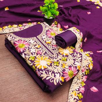  purple embroidery silk dress material 3