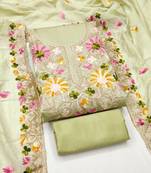Women's light green embroidery silk dress material