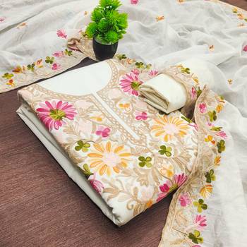  white embroidery silk dress material 3