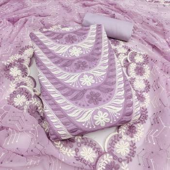  levender embroidery georgette dress material 1