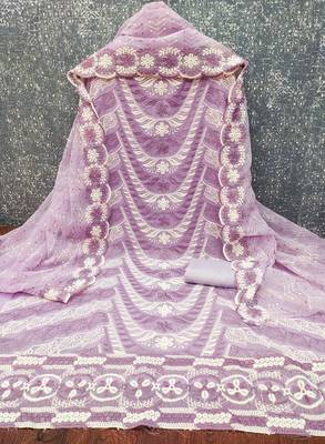  levender embroidery georgette dress material 2