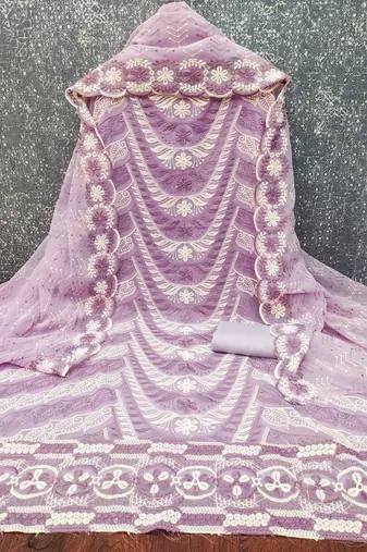  levender embroidery georgette dress material