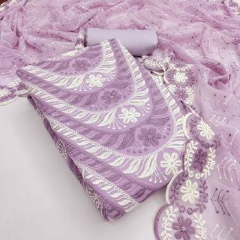  levender embroidery georgette dress material 3