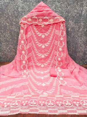  pink embroidery georgette dress material 2