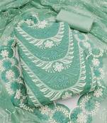 Women's sea green embroidery georgette dress material