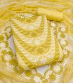  yellow embroidery georgette dress material