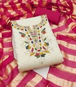 Women's embroidery rajwadi butti cotton dress material