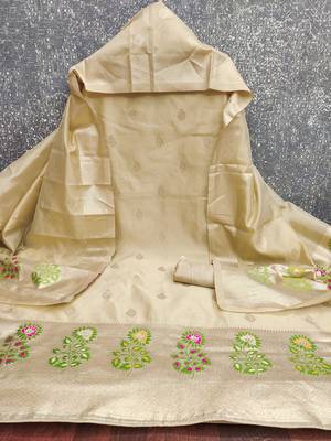  embroidery lichi silk minakari dress material 2