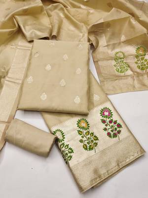  embroidery lichi silk minakari dress material 3
