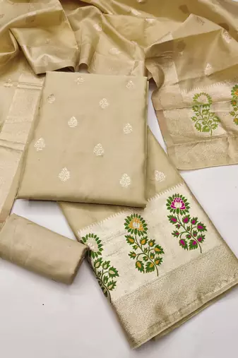  embroidery lichi silk minakari dress material