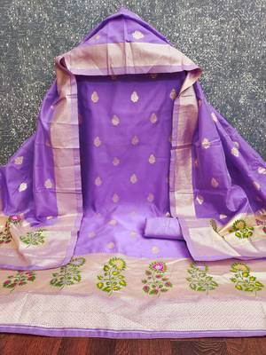  embroidery lichi silk minakari dress material 2