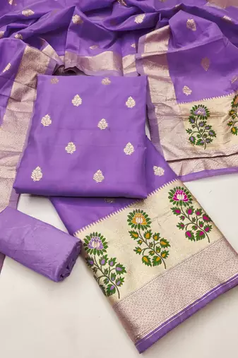  embroidery lichi silk minakari dress material