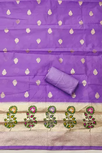  embroidery lichi silk minakari dress material
