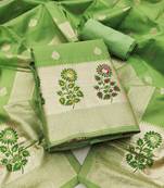 Women's embroidery lichi silk minakari dress material