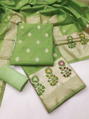 embroidery lichi silk minakari dress material 3