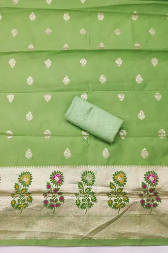  embroidery lichi silk minakari dress material