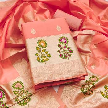 embroidery lichi silk minakari dress material 1