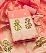 Women's embroidery lichi silk minakari dress material