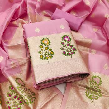  embroidery lichi silk minakari dress material 1