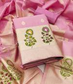  embroidery lichi silk minakari dress material