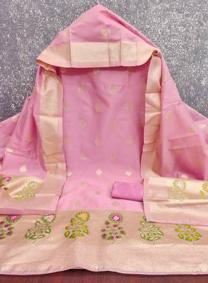  embroidery lichi silk minakari dress material 2