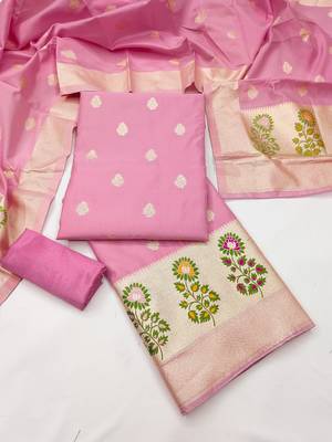  embroidery lichi silk minakari dress material 3