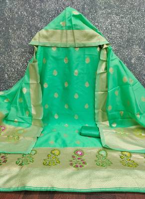  embroidery lichi silk minakari dress material 2