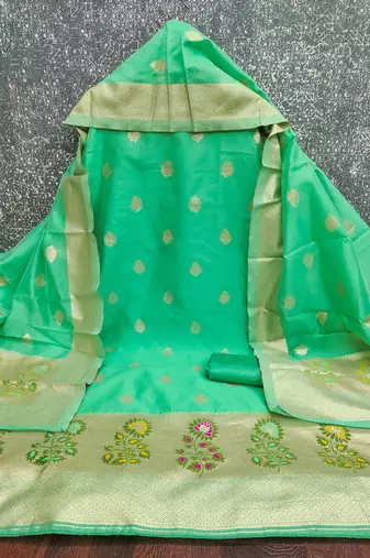  embroidery lichi silk minakari dress material