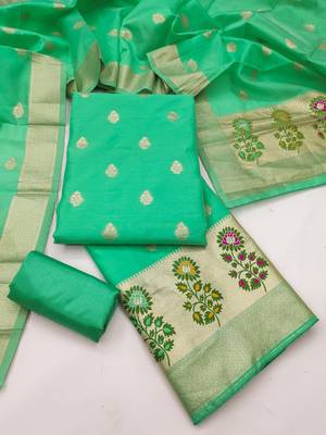  embroidery lichi silk minakari dress material 3