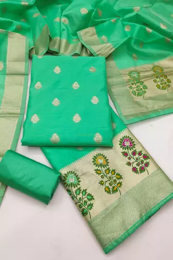  embroidery lichi silk minakari dress material