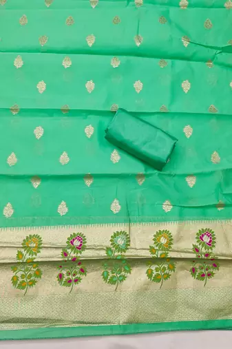  embroidery lichi silk minakari dress material