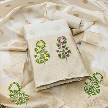  embroidery lichi silk minakari dress material 1