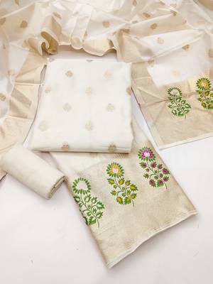  embroidery lichi silk minakari dress material 3
